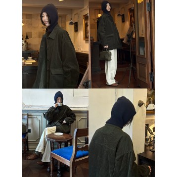 y's ラップ　ニットコート Y's BORN PRODUCT] COTTON TWILL LONG CAPE COAT(XS Black